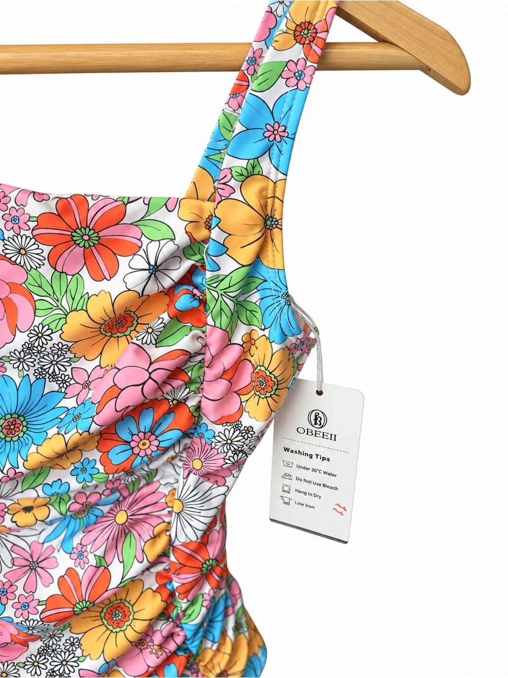 NWT-OBEEII Floral One Piece Swimsuit with Matching Wrap - Picture 5 of 7